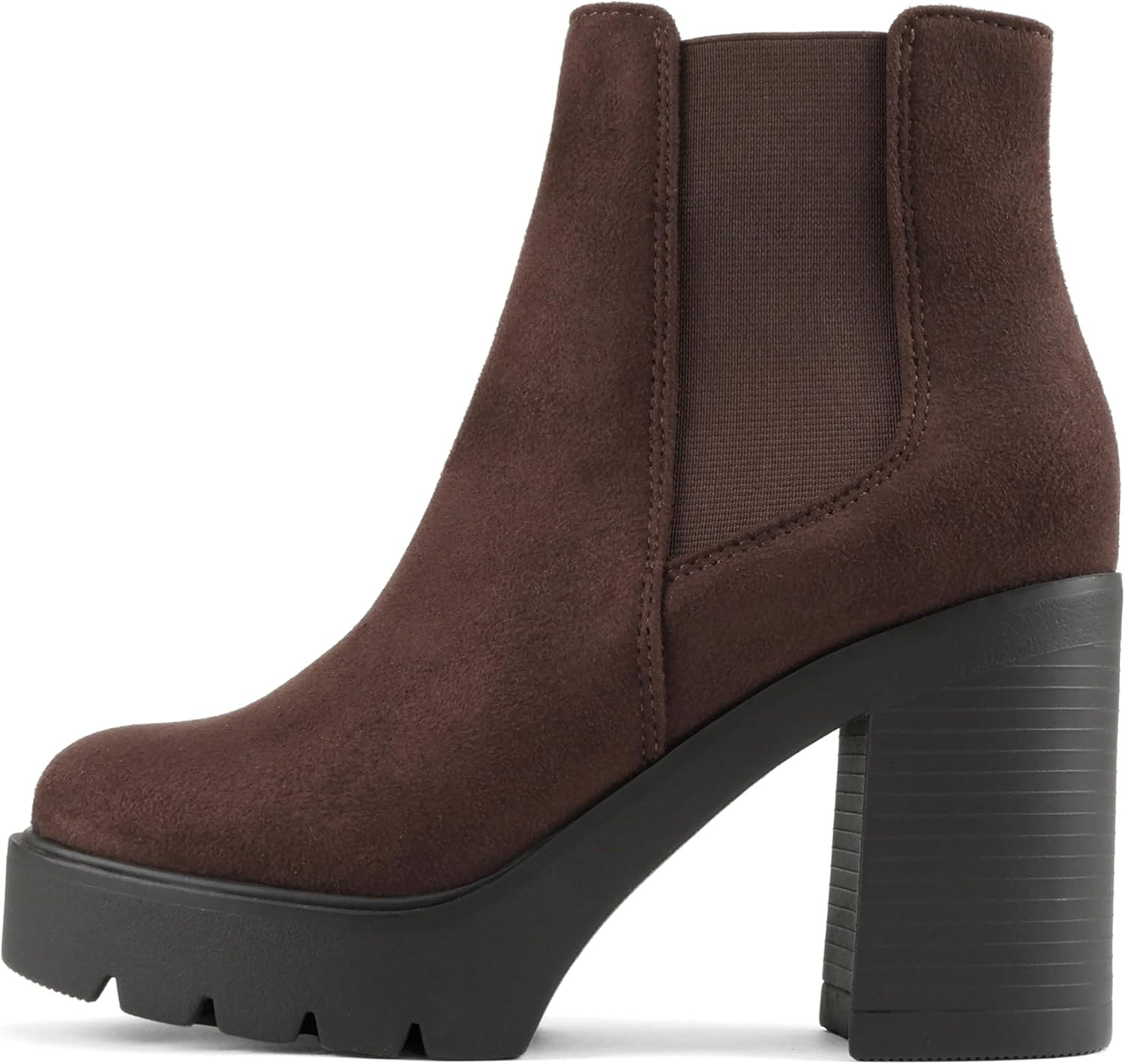 Soda EDITOR ~ Women Lug Sole High Heel Chelsea Fashion Ankle Boot w/Double Elastic Gore | Amazon (US)