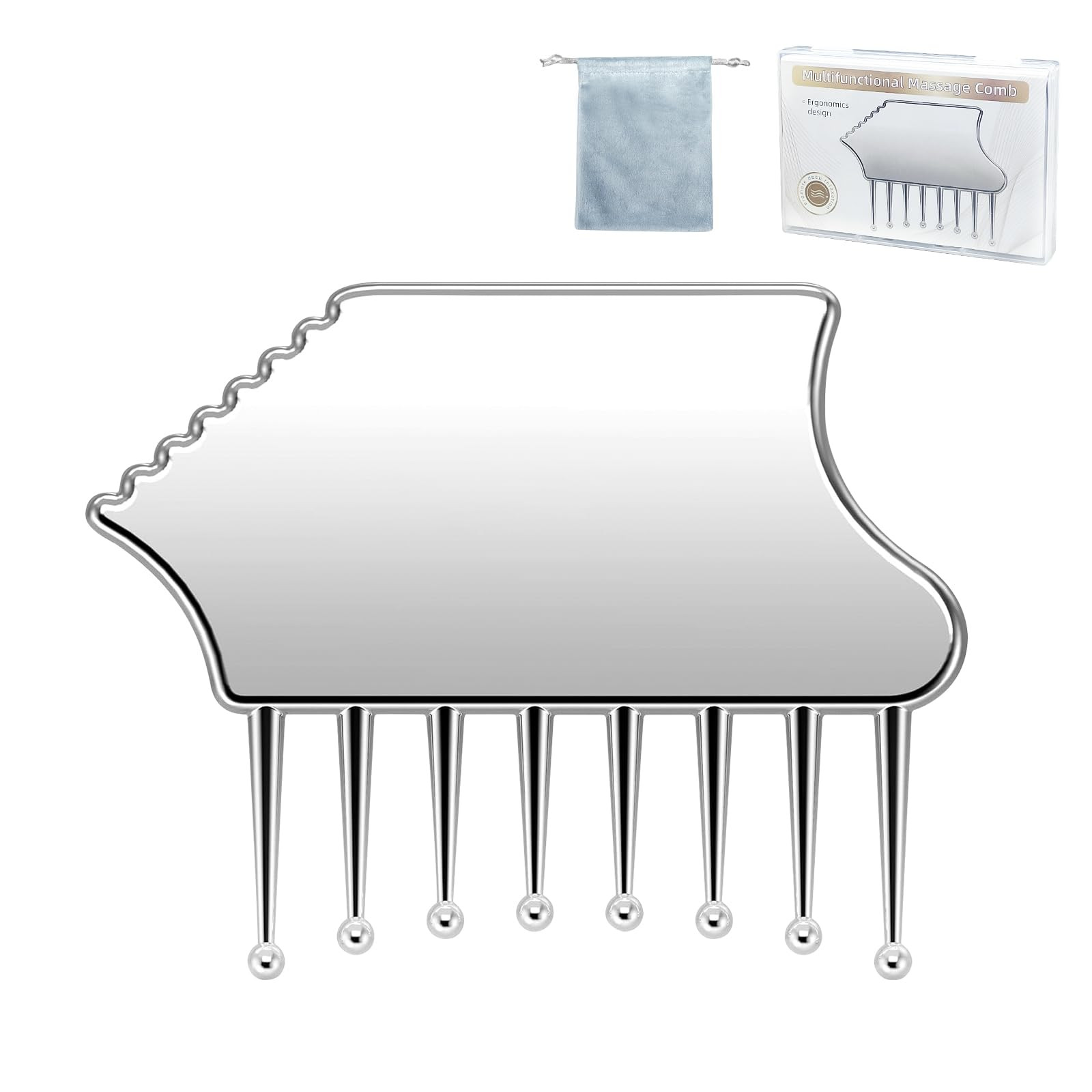 Metal Gua Sha Scalp Massage Tool – Multi-Edge Metal Head Massager & Scalp Scrubber, Portable Gu... | Amazon (US)