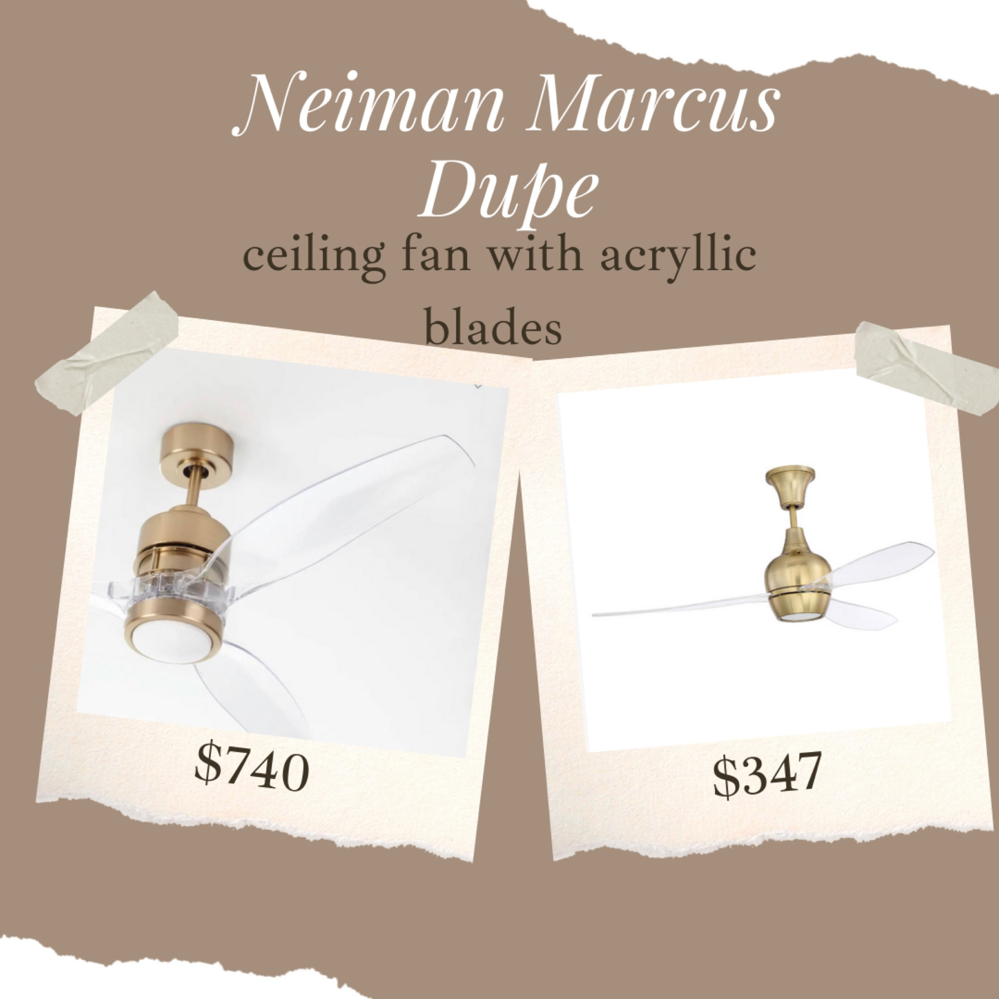1) it’s hard to find ceiling fans that are actually stylish
2) it’s hard to find stylish fans that are actually affordable. 

Love this dupe!

Acrylic decor, ceiling fan, modern ceiling fan, brass ceiling fan, gold ceiling fan 