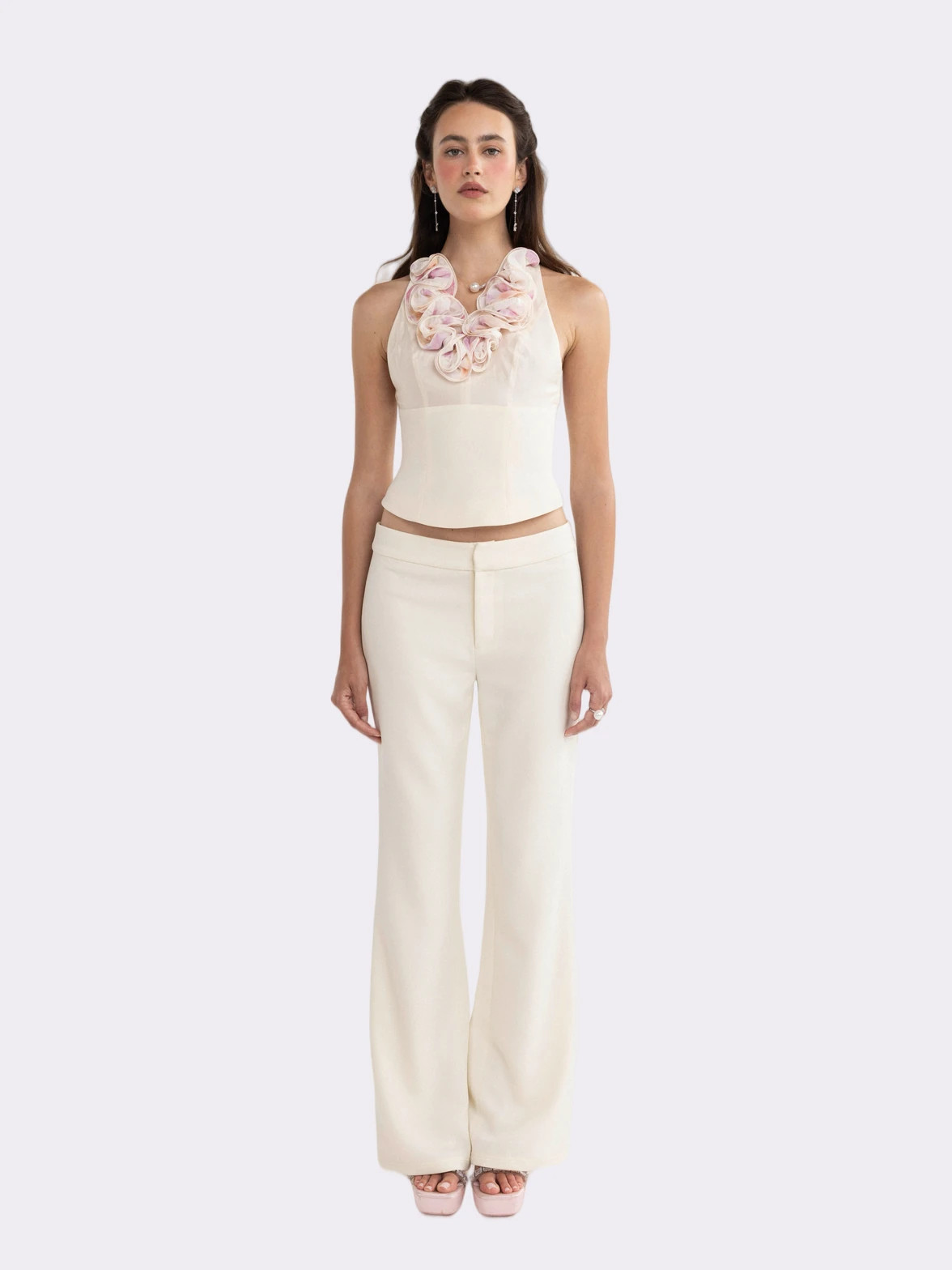 Ella Flared Champagne Pants | Nana Jacqueline | Nana Jacqueline
