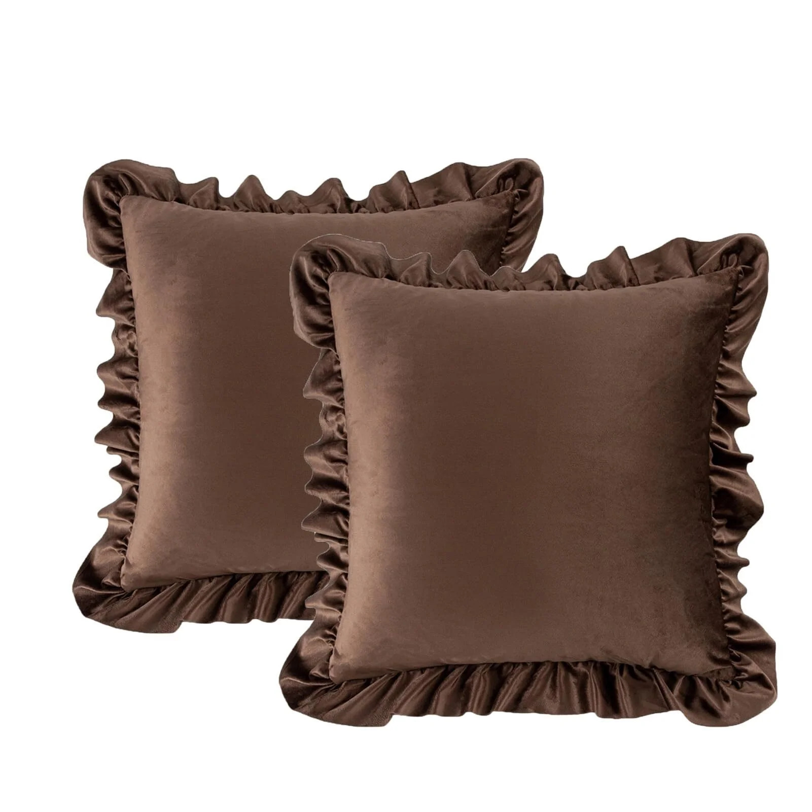 zhangying Solid Color Ruffle Pillow Shams, 18x18 inches Square Cushion Cases with Ruffle Rustic V... | Walmart (US)