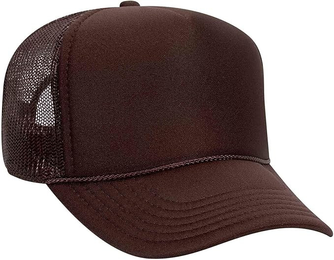 Otto Cap 5 Panel Mid Profile Mesh Back Trucker Hat Polyester Foam Front | Amazon (US)