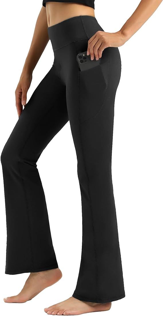 Stelle Women 30" Bootcut Yoga Pants with Pockets Tummy Control Workout Yoga Pants High Waisted Fl... | Amazon (US)