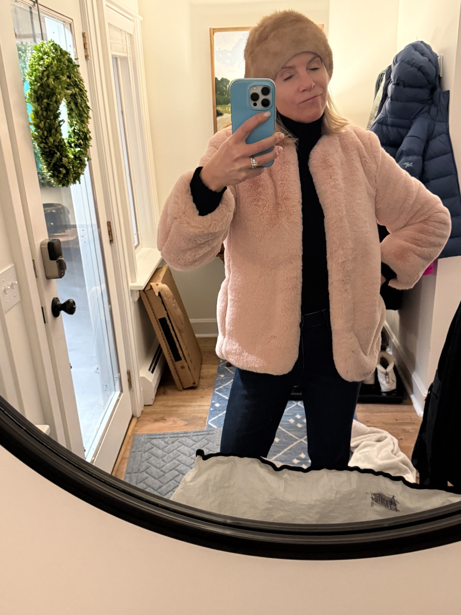 A pink faux fur coat?  Yes please. I paired it with a vintage mink hat and jeans.  

#LTKootd #LTKgrwm #LTKOver40