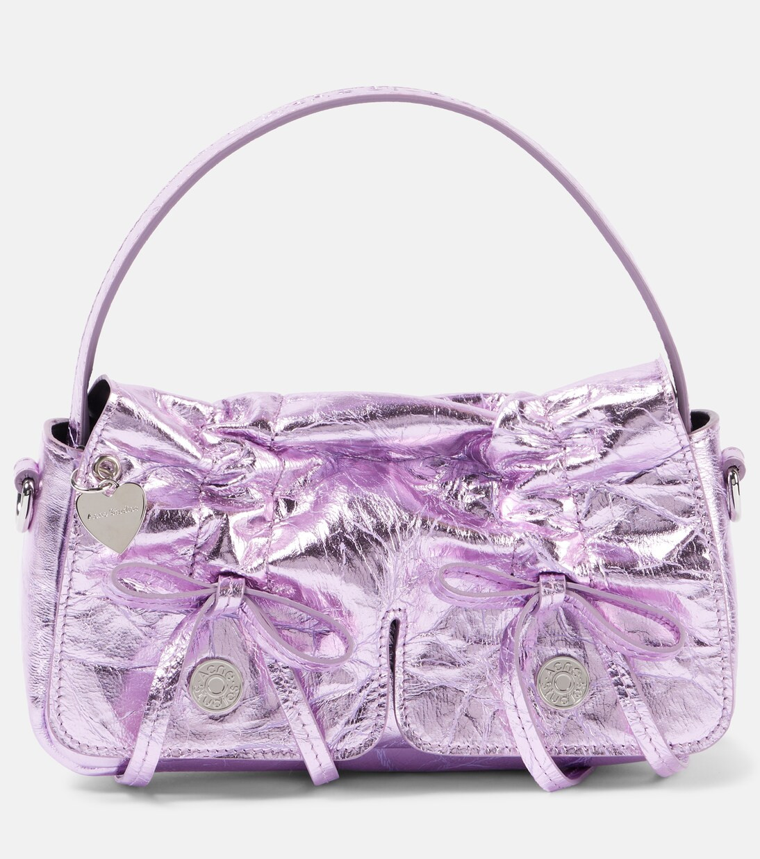 Bow-detail metallic leather shoulder bag | Mytheresa (UK)