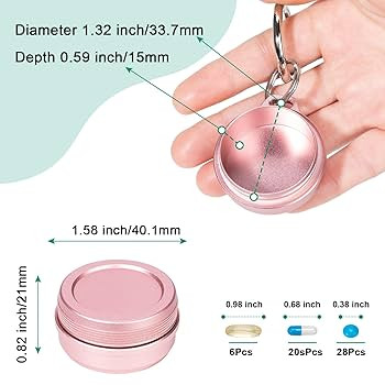 Daily Metal Carrying Case - Portable Travel Keychain Container, Small Waterproof Pill Holder for ... | Amazon (US)