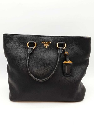 Prada Vitello Daino Black Leather Tote Bag Eb0326ixzde | eBay US