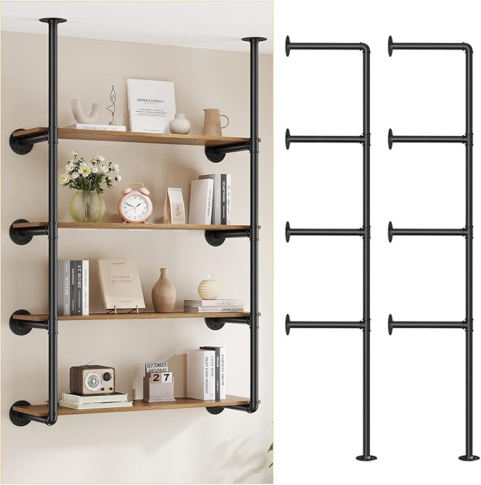 Pynsseu Industrial Iron Pipe Shelf Wall Mount, Farmhouse DIY Open Bookshelf, Pipe Shelves for Kit... | Amazon (US)