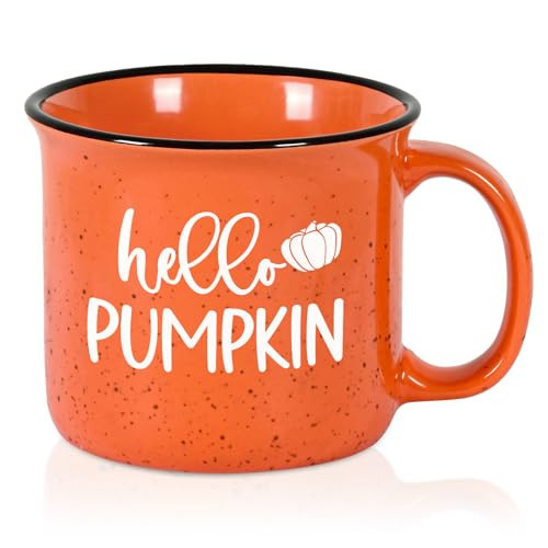 Maustic Fall Coffee Mug, Hello Pumpkin Mug, Seasonal Decor for Home Camping, Perfect for Fall, Thanksgiving, Cute Pumpkin Cup 15 Oz | Amazon (US)