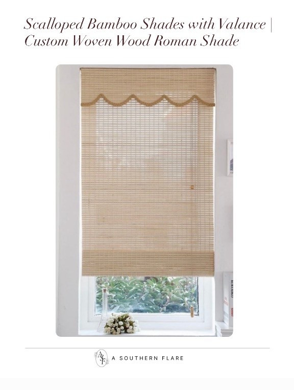 Scalloped Bamboo Shades with Valance | Custom Woven Wood Roman Shade