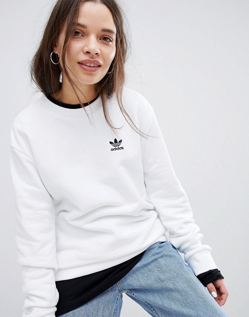adidas Originals Mini Trefoil Sweatshirt In White - White | ASOS US