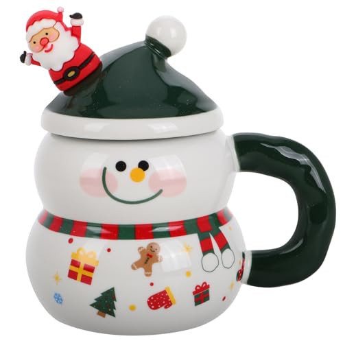 Snowman Mugs with Lid: 400ML/13.6 Ounce Porcelain Christmas Coffee Mugs with Spoon for Coffee Hot Chocolate - Christmas Ceramic Cute Drinkware for Women Men Home Winter Holiday Birthday Present | Amazon (US)