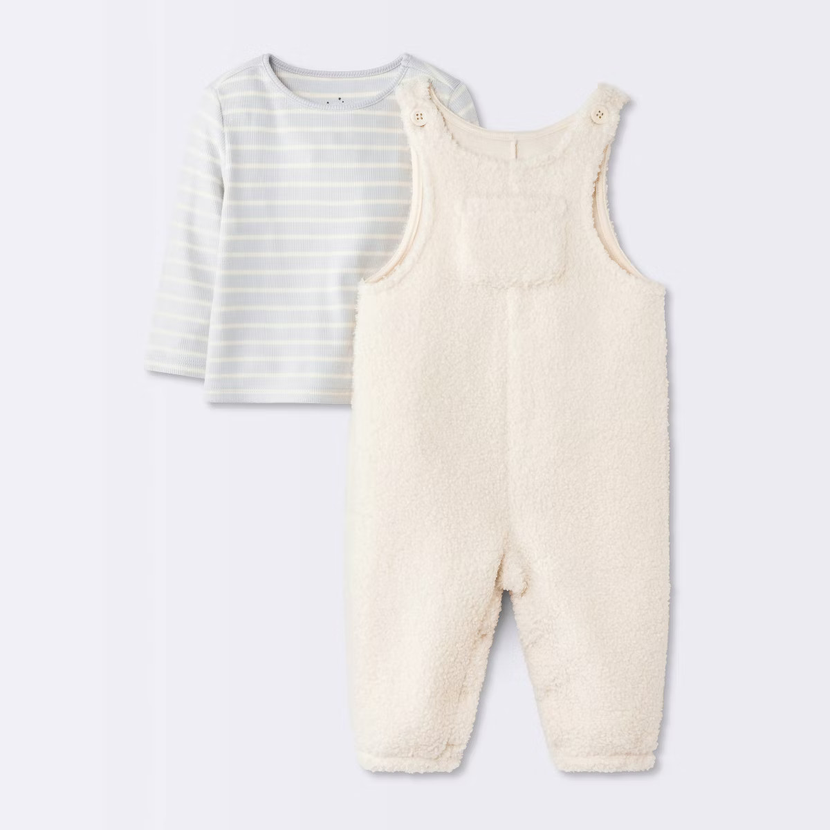 Baby Boys' 2pc Striped Long Sleeve T-Shirt and Boucle Overalls Set - Cloud Island™ Cream | Target