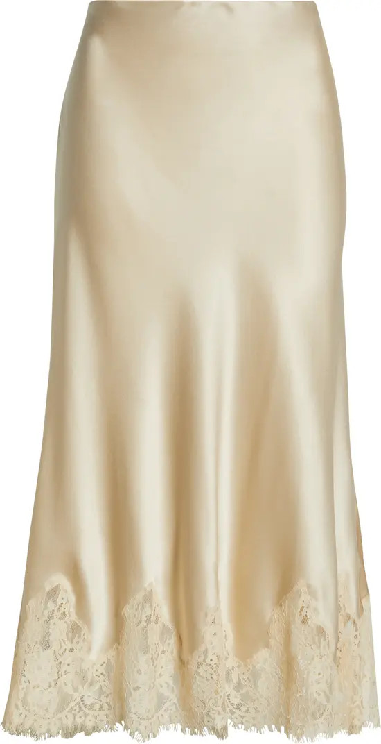 Reformation Lace Trim Silk Midi Skirt | Nordstrom | Nordstrom
