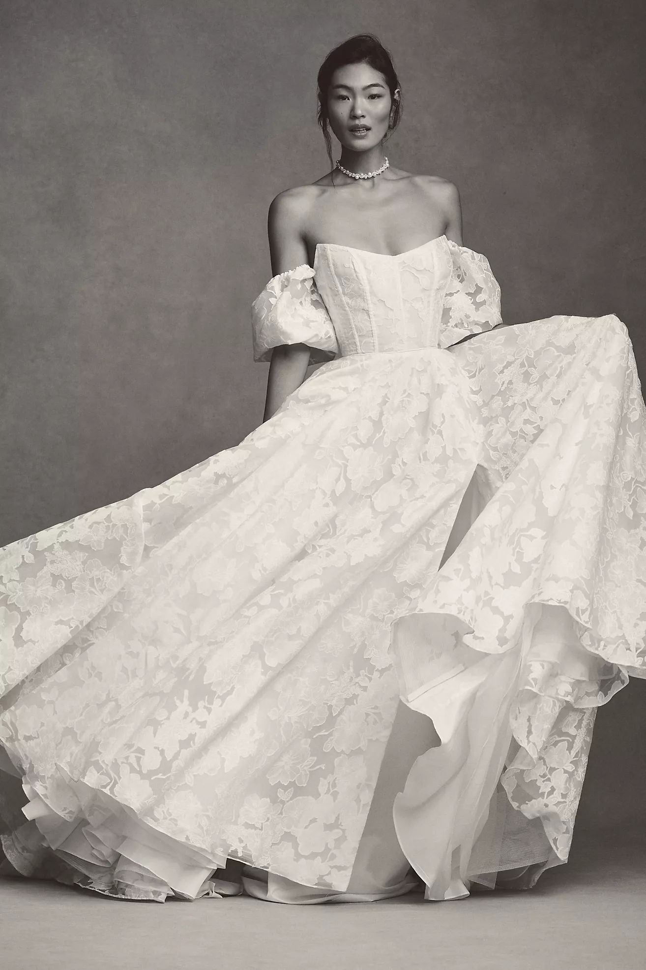 Jenny Yoo by Jenny Yoo Holden Off-Shoulder Floral Lace ball-Skirt Wedding Gown | Anthropologie (US)