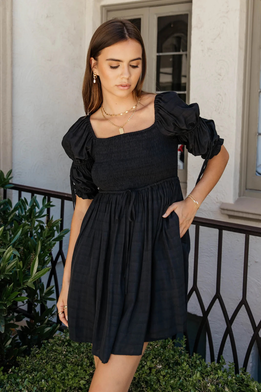 Reagan Mini Dress in Black - böhme | Böhme US