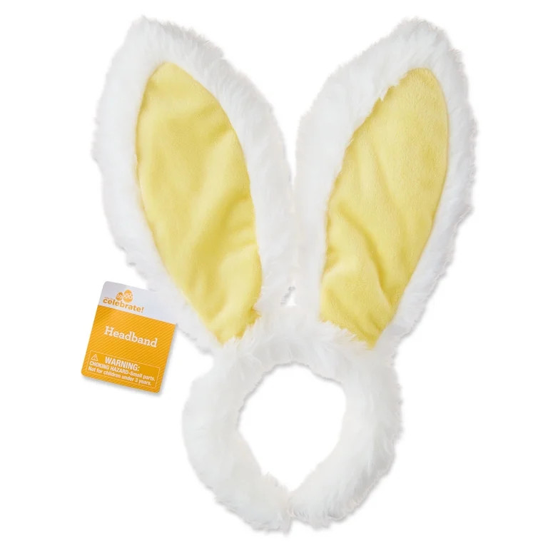 Jumbo Bunny Ears Headband, Yellow and White, 14", Easter by Way To Celebrate | Walmart (US)