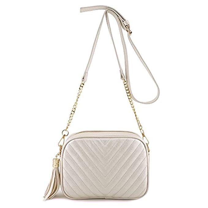 Simple Shoulder Crossbody Bag With Metal Chain Strap And Tassel Top Zipper | Amazon (US)