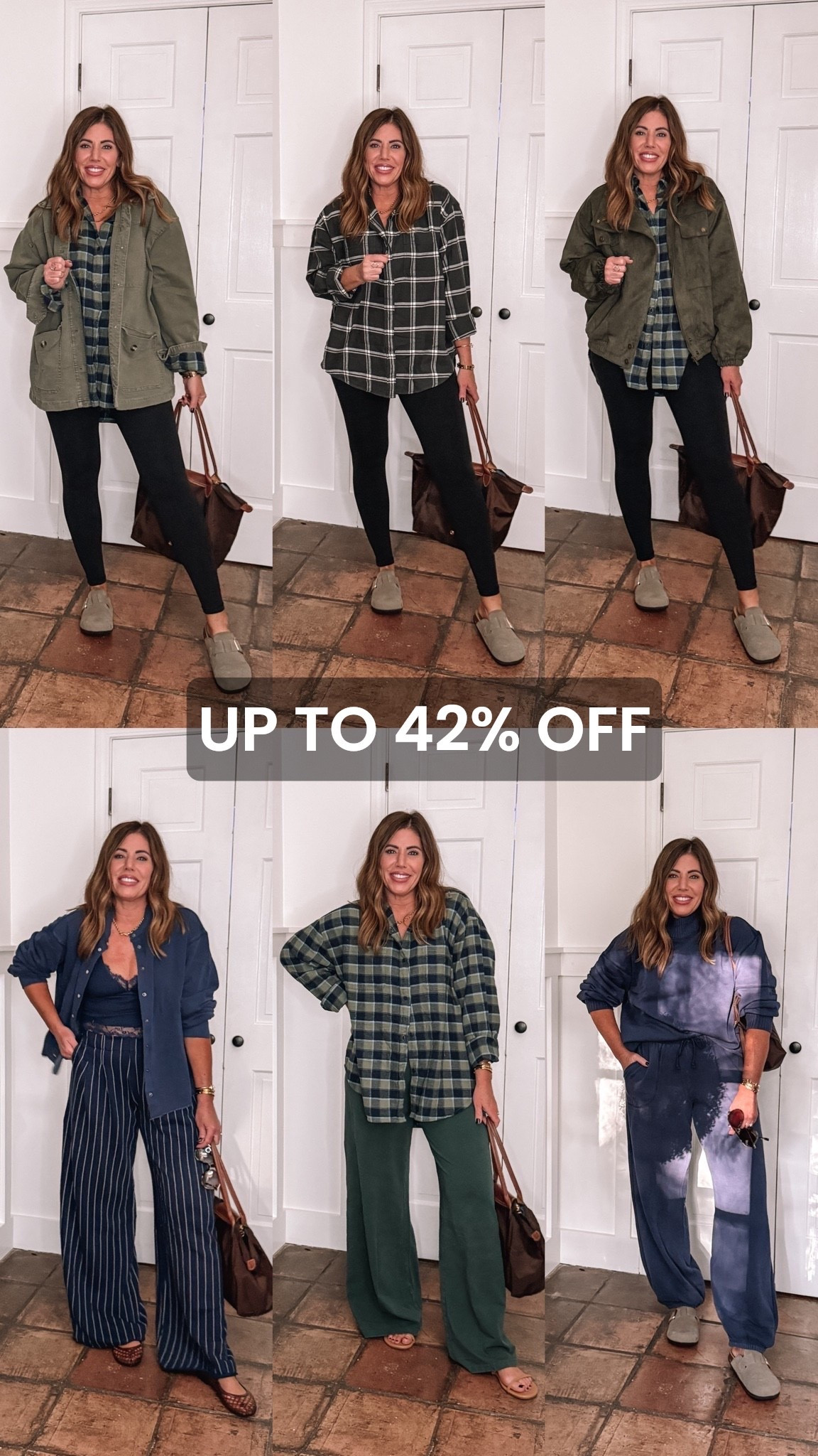 New arrivals for fall from @Aerie up to 42% off‼️

I’m wearing a medium in all of the flannels except for the dark charcoal gray and off-white flannel, I sized down to a small in that one.

Leggings are a size medium long
Green OG cotton wideleg pants are a medium long
Sweatpants- I sized down to a small long