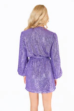 BuddyLove | Adeline Sequin Wrap Dress | Fig | BuddyLove