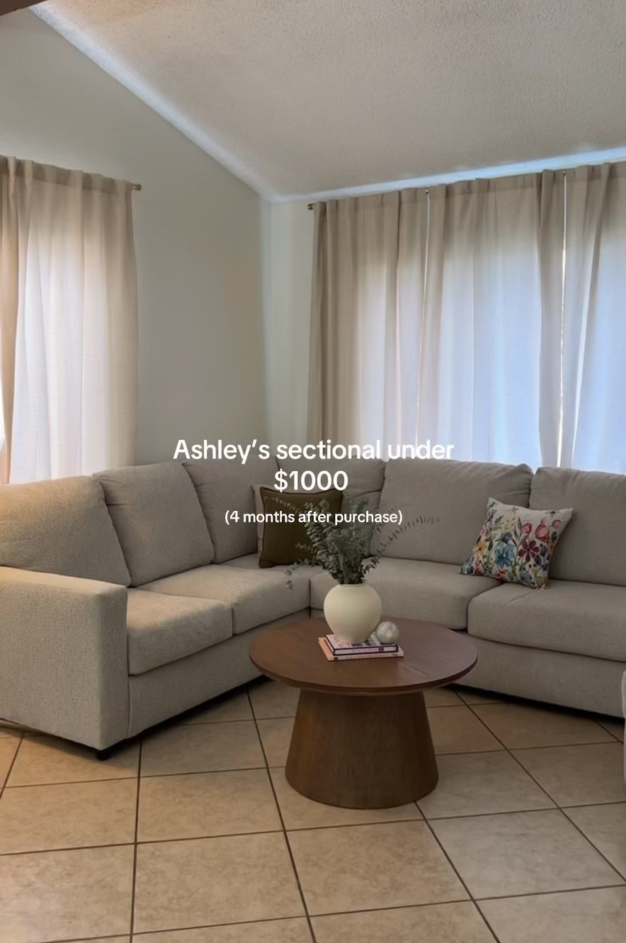 Ashley’s sectional in the color linen! Available on sale now for $1000! This is how it’s held up after 4 months. Definitely recommended!

#LTKSaleAlert #LTKFamily #LTKHome