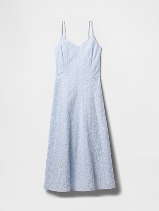 Eyelet V-Neck Midi Dress | Gap (US)