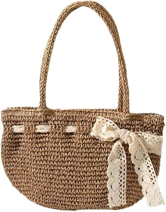 Bowknot Woven Bag. It's a single-shoulder and hand-carrying hand-woven straw bag, It's a women's ... | Amazon (US)