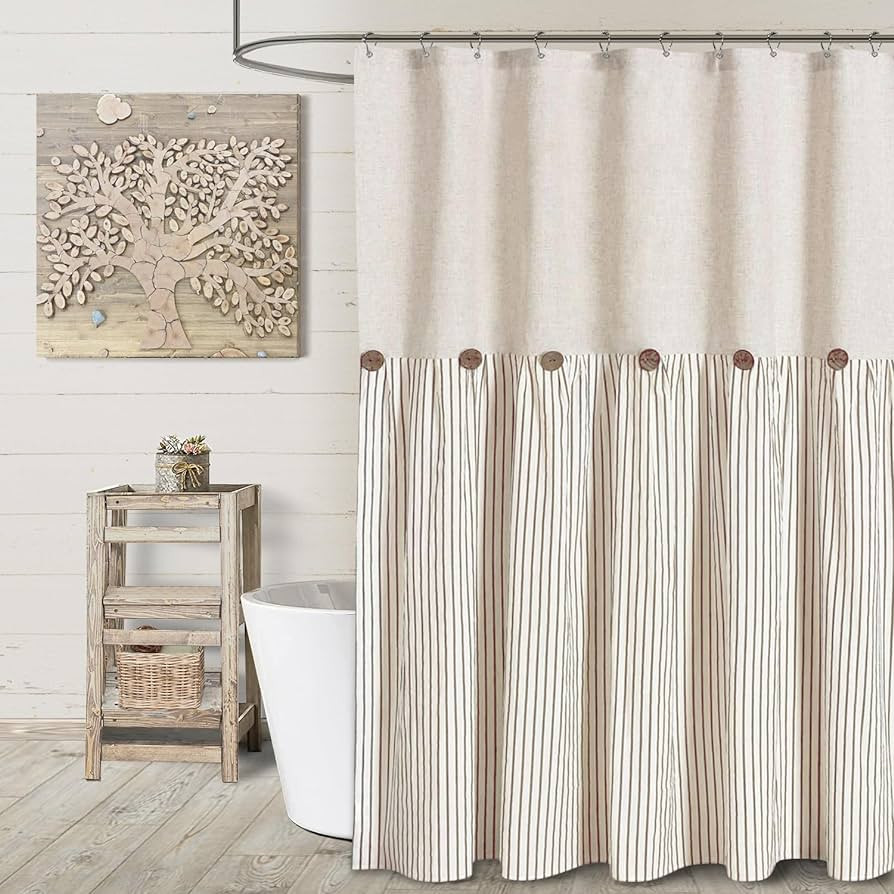 Awellife Farmhouse Shower Curtain for Bathroom, Linen and Cotton Woven Fabric, Country Rustic Sty... | Amazon (US)