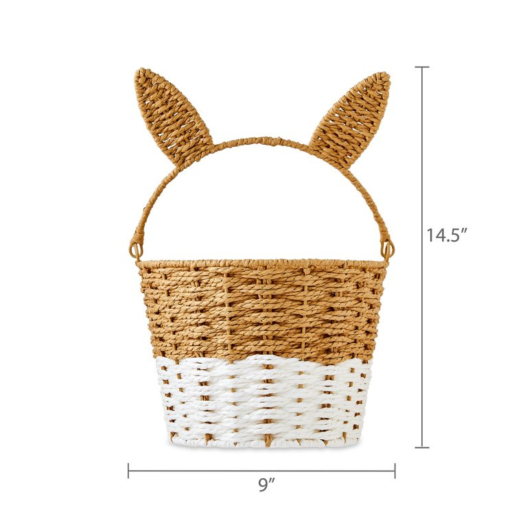 Easter Natural and White Paper Bunny Ear Basket, 9 in x 14.5 in, by Way To Celebrate | Walmart (US)