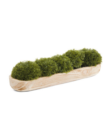 Faux Moss In Wooden Ledge | TJ Maxx