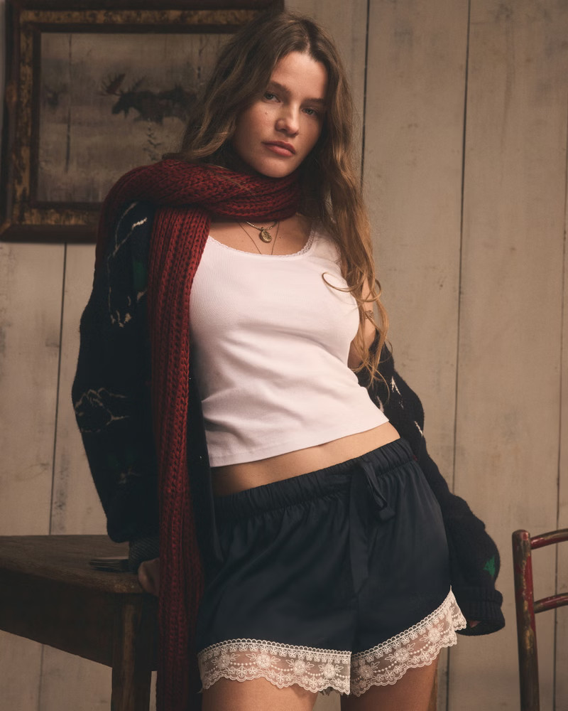 Lace and Satin Sleep Short | Abercrombie & Fitch (US)