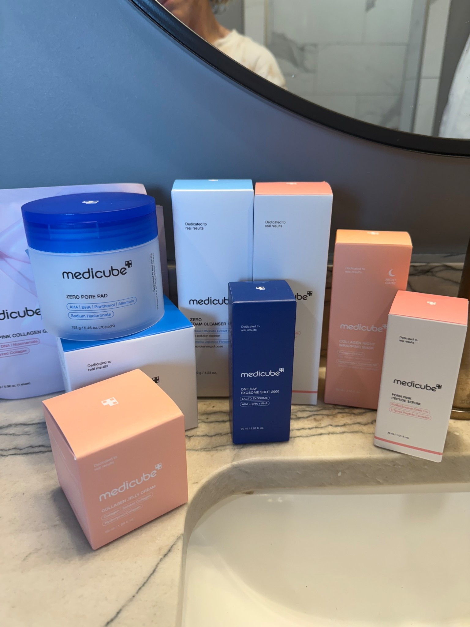 So far Riley and I are loving this line. We wanted to try it for a few days before I shared!!! #skincare #glassskin #mask #collagen #pads #skin #facial #facecare #selfcare #ltkpricedrop #collagengel @medicube #medicube #skinglow