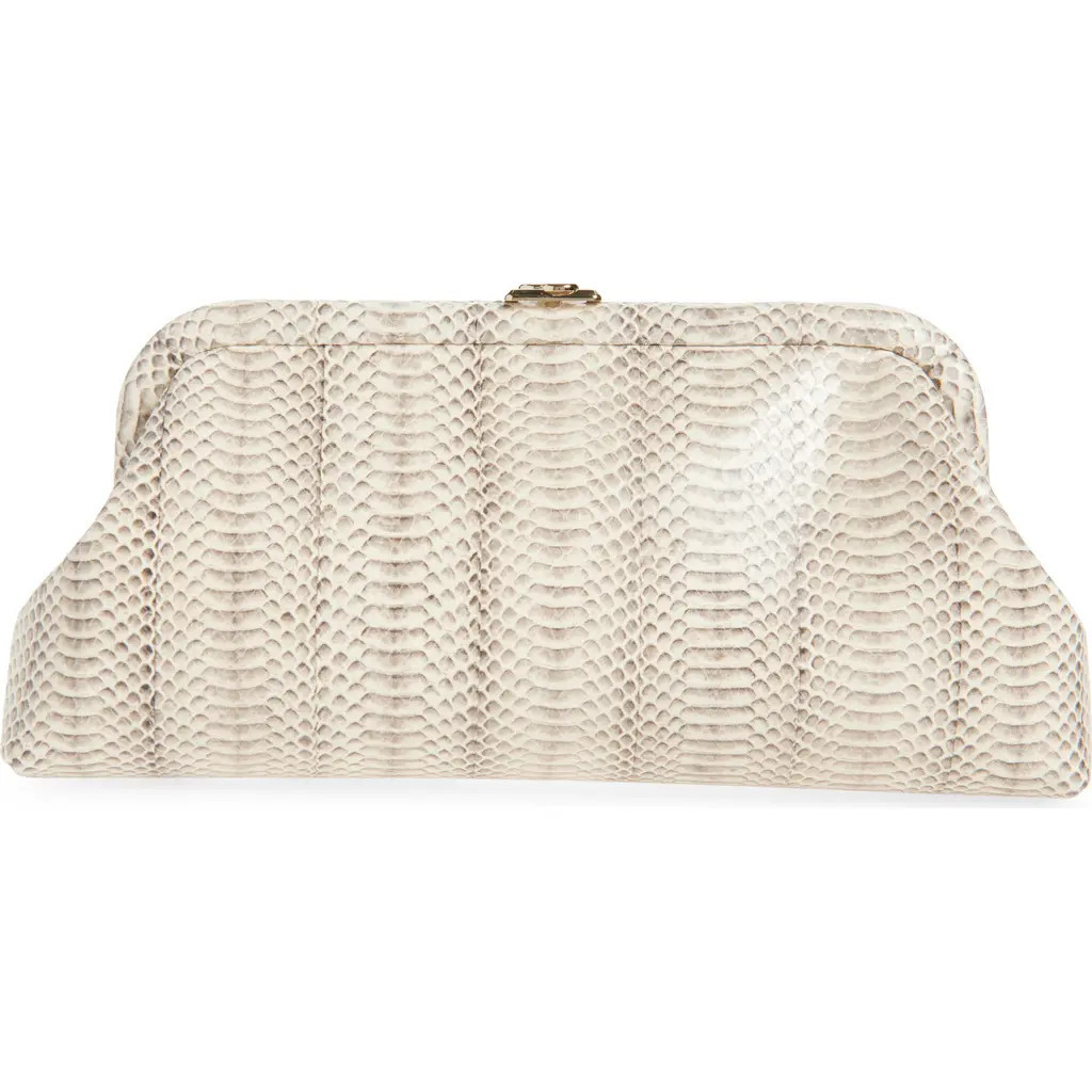 Jimmy Choo Skylar Snakeskin Embossed Leather Clutch in Roccia/Shiny Gold at Nordstrom | Nordstrom