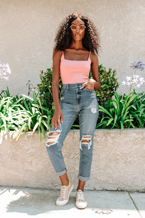 Rocky Faded Medium Wash Distressed High-Rise Boyfriend Jeans | Lulus (US)