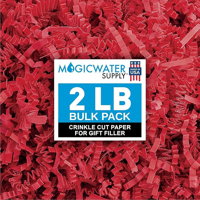 MagicWater Crinkle Cut Paper for Gift Baskets - 2LB - Red - Perfect for Shredded Paper Filler, Ba... | Amazon (US)