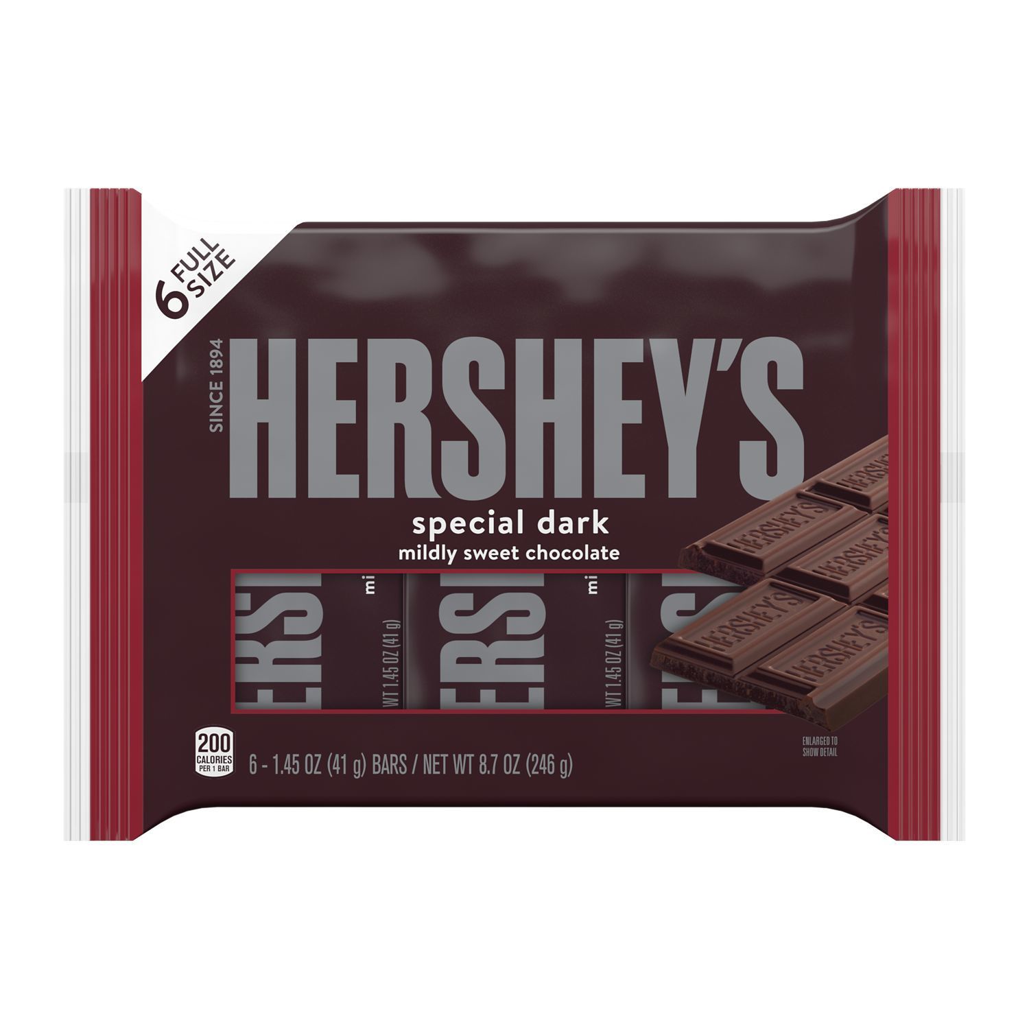 HERSHEY'S, SPECIAL DARK Mildly Sweet Chocolate Candy, Individually Wrapped, 1.45 oz, Bars (6 Coun... | Walmart (US)
