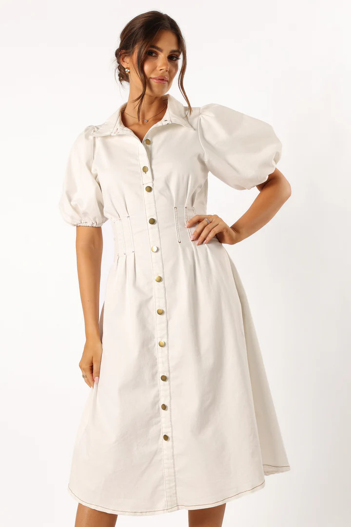 Sollie Puff Sleeve Midi Dress - White | Petal & Pup (US)