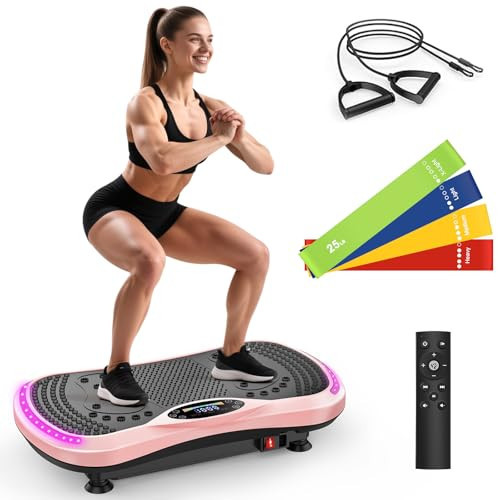 Vibration Plate Exercise Machine for Lymphatic Drainage, Vibration Machine for Full-Body Weight Loss Shaping, Vibrate Fitness Platform 400 Lbs & 200 Adjustable Speeds for Women Men Home (Pink) | Amazon (US)