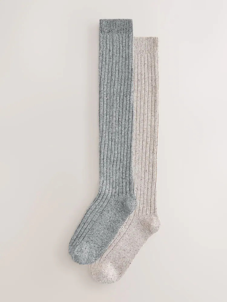Neutral Thermal Wool Blend Knee High Socks 2 Pack With Silk | Next EU