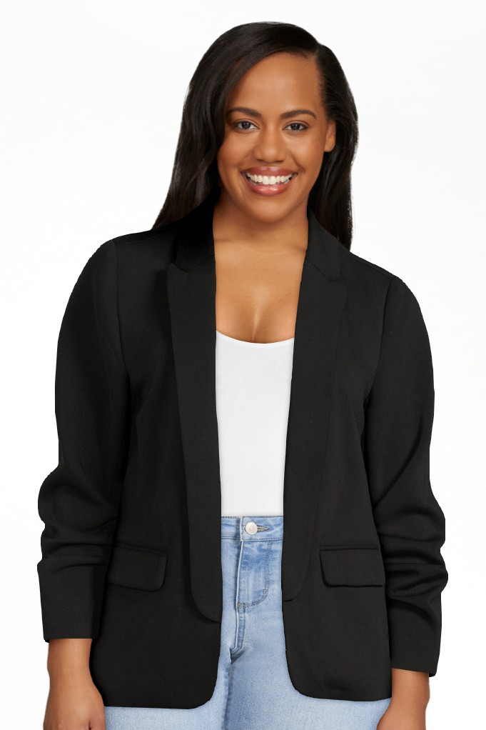 Scoop Women's and Women’s Plus Relaxed Ultimate ScubaKnit Blazer with Scrunch Sleeves, Sizes XS... | Walmart (US)