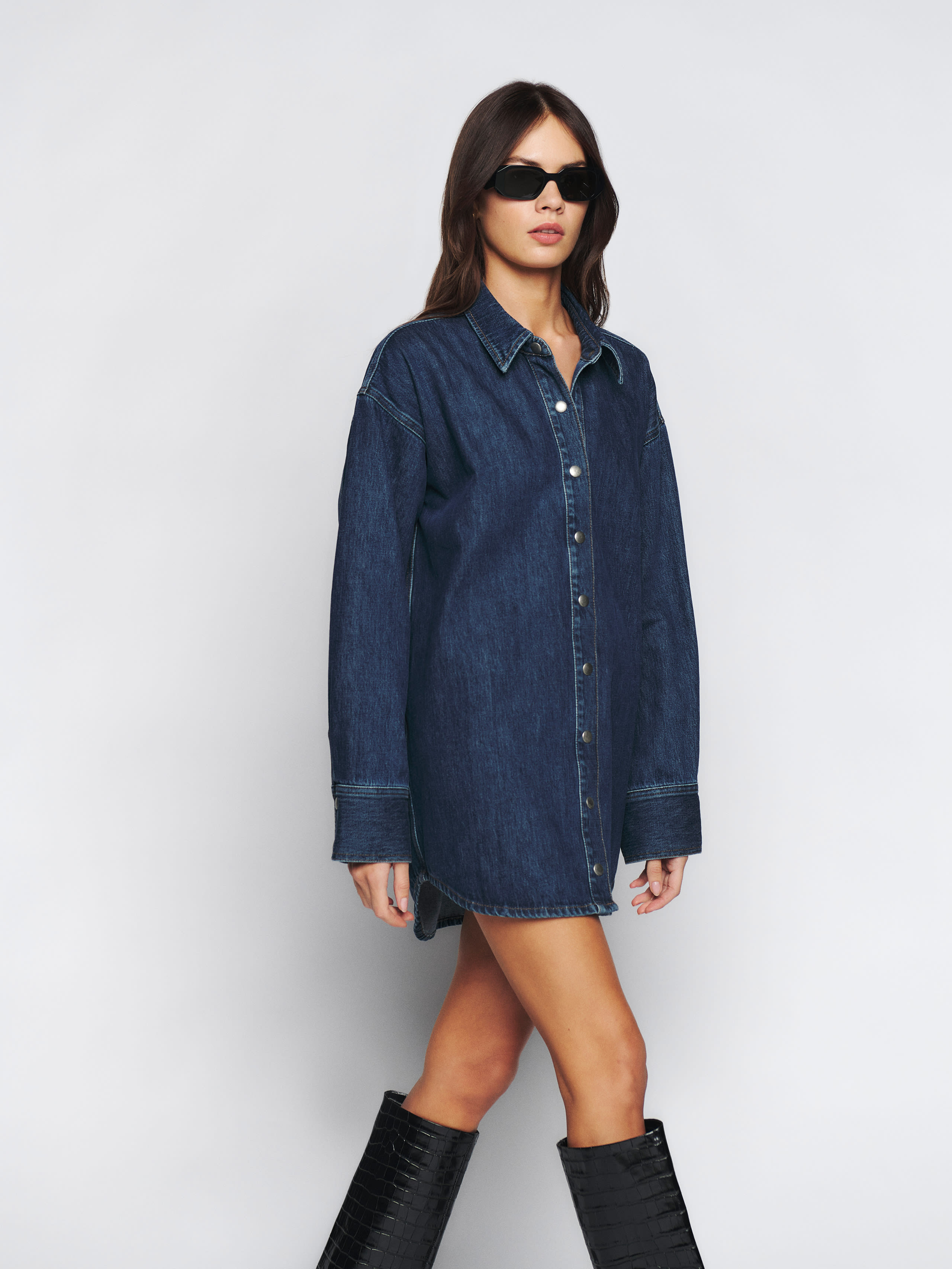 Angelo Oversized Denim Shirt Dress | Reformation (Global)