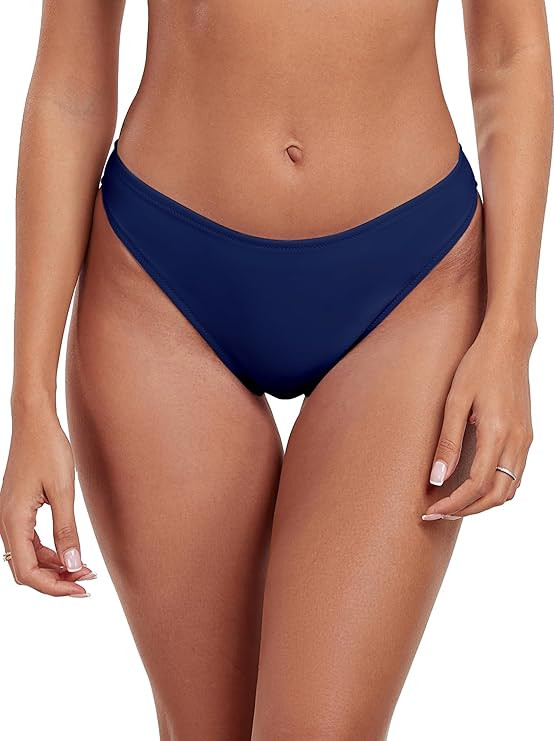 Ocean Blues Women's Cheeky High Leg Bikini Bottom Mid Rise Swim Bottom | Amazon (US)