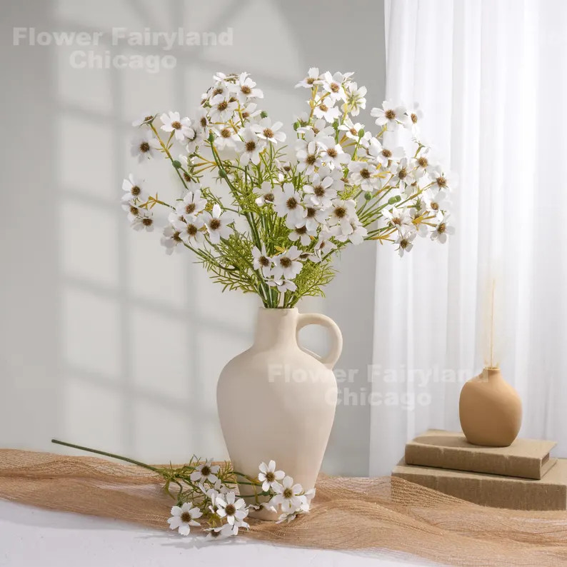 Faux Cosmos Stem - Artificial Flower - White - Etsy | Etsy (US)