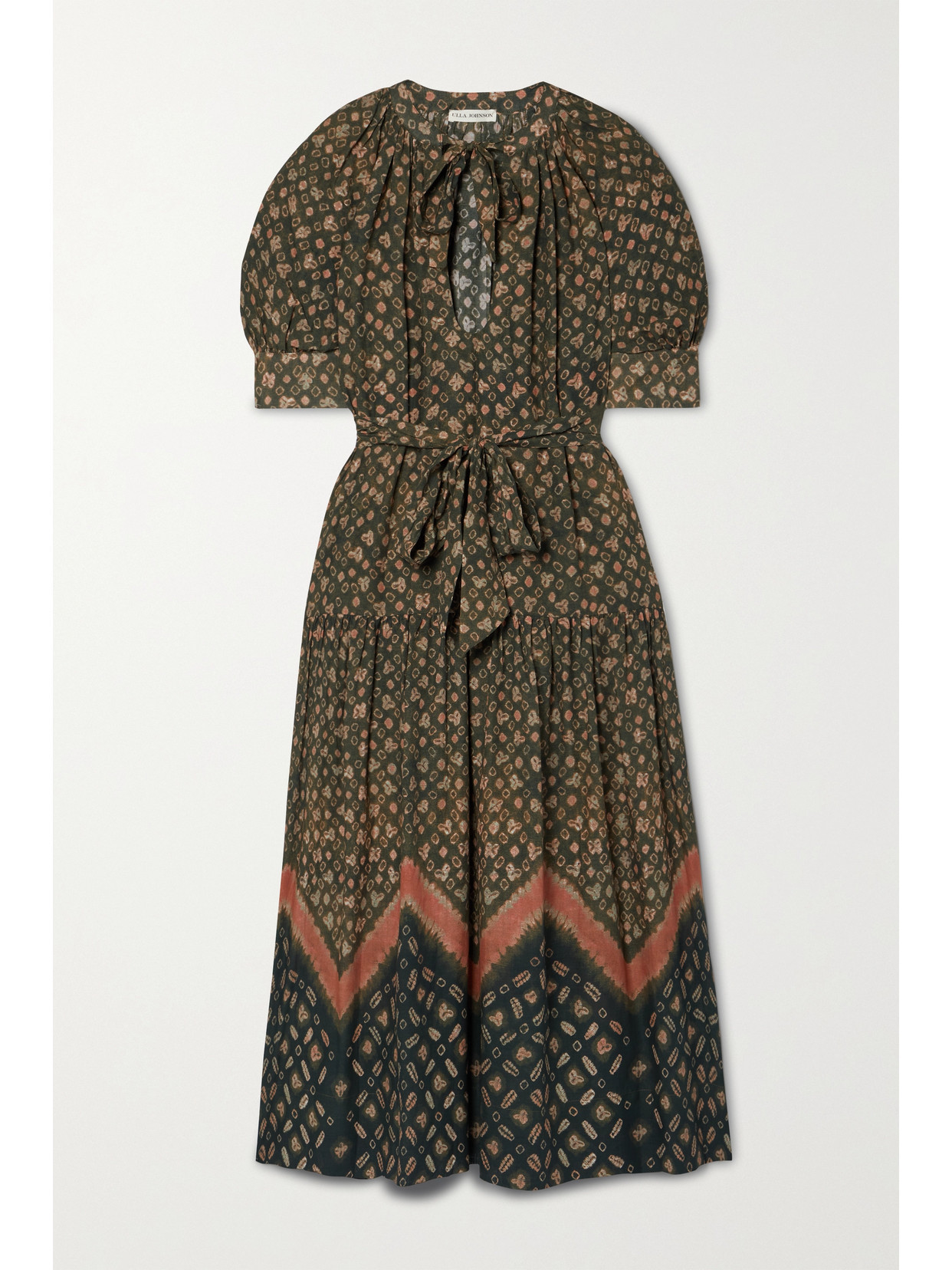 Ulla Johnson - Selena Printed Cotton-blend Voile Midi Dress - Green | NET-A-PORTER (US)