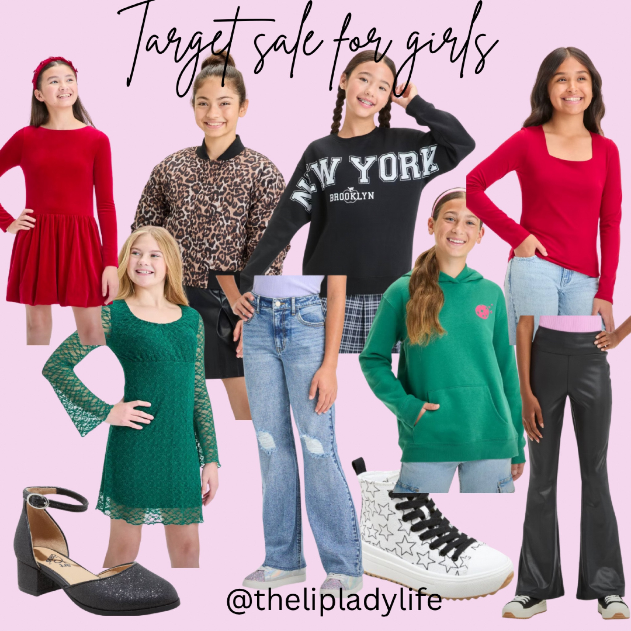 Target sale for girls! 30% off clothes and shoes! #christmas #girlsoutfit #girlsshoes #sneakers #targetfashion #targetstyle #christmasoutfit #redandgreen #christmasdress #leopard #sweatshirt 

#LTKKids #LTKCyberWeek #LTKHoliday