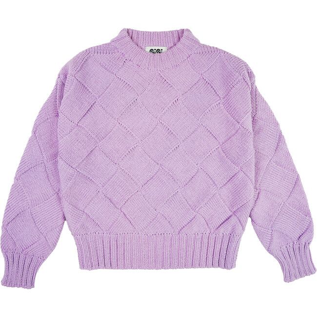 GiGi Knitwear | Women's Basket Weave Sweater, Lavender (Purple, Size Small) | Maisonette | Maisonette
