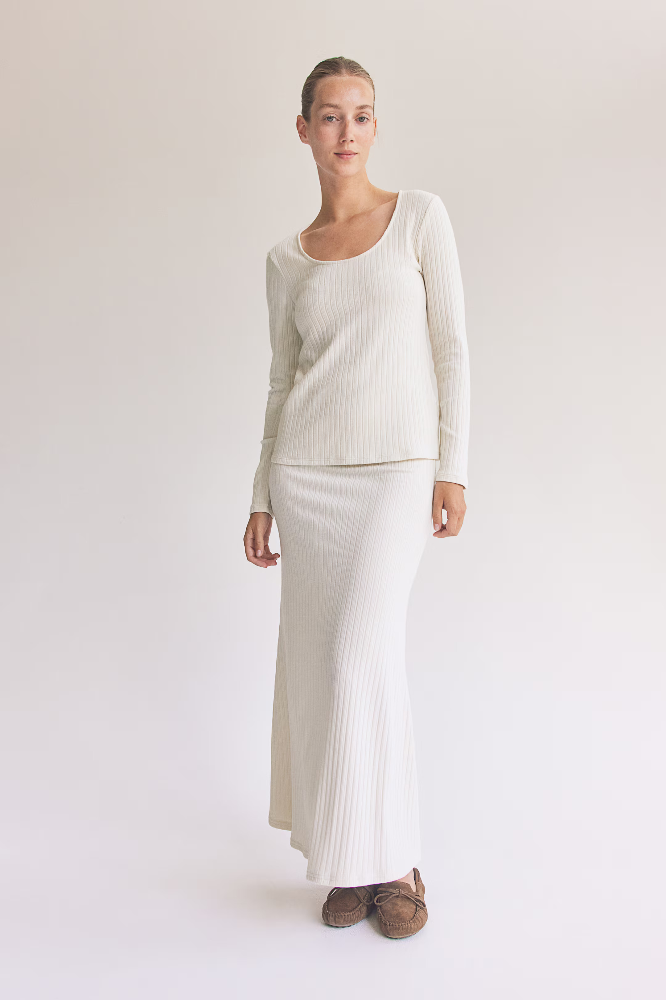 MAMA Ribbed Jersey Skirt - White - Ladies | H&M US | H&M (US + CA)