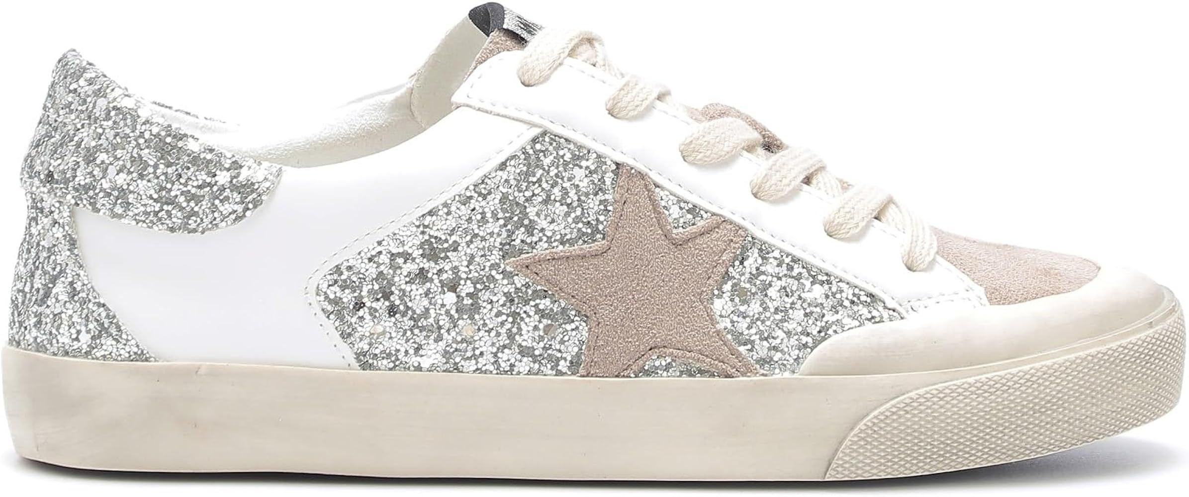 Mi.iM Harbor Rubber Sole Lace-up Glitter Leather Star Sneakers | Amazon (US)