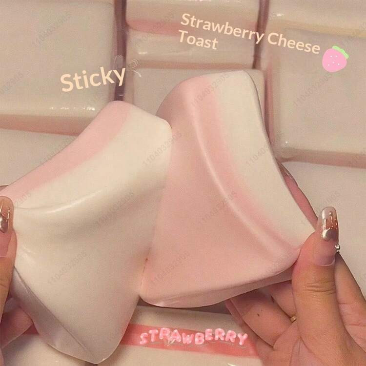 1PC Kawaii Strawberry Cheese Toast Squishy Toy, Super Soft Slow Rising Squeeze Fidget Toy, Cute Realistic Dessert Shape Stress Relief Anti-Anxiety Decompression Toy For Teens Girls, Perfect Birthday Gift & Party Favor | SHEIN