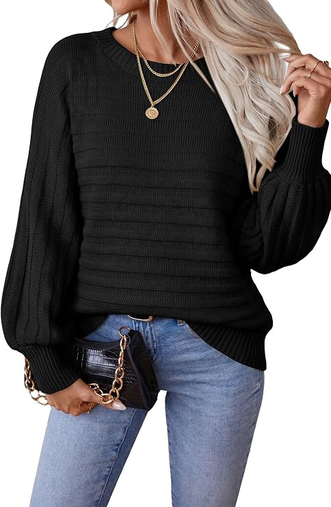 SHEWIN Women Boat Neck Batwing Sleeve Textured Knit Sweater Solid Casual Loose Fit Pullover Sprin... | Amazon (US)